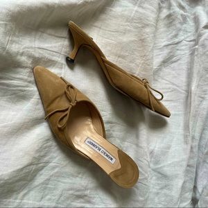 Manolo Blahnik Suede Mules with Bow